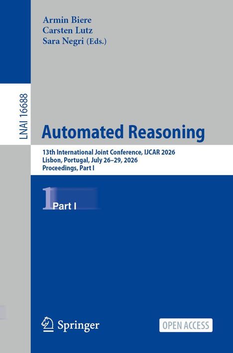 Blaues Cover mit Text: "Automated Reasoning", Konferenzdetails, Springer-Logo, "OPEN ACCESS". Grauer Hintergrund.