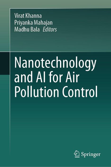 "Nanotechnology and AI for Air Pollution Control" steht groß, darüber drei Herausgebernamen. Unten rechts ein Springer-Logo.