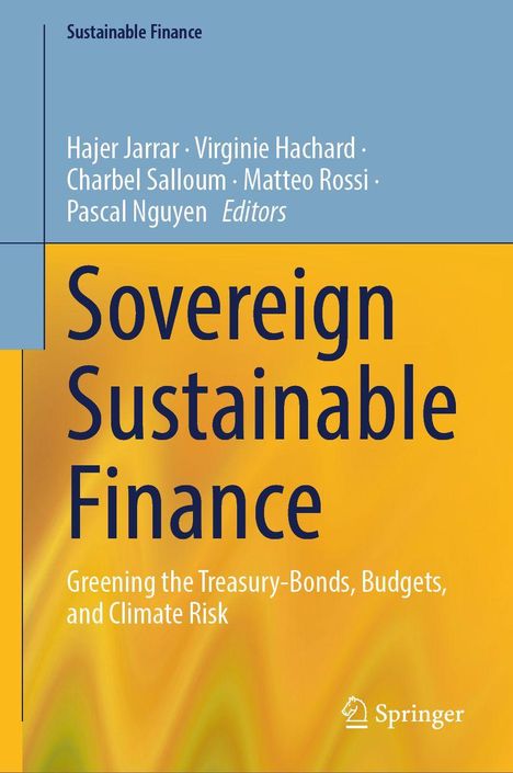 "Sovereign Sustainable Finance", blaue und gelbe Bereiche, Springer-Logo in der Ecke.