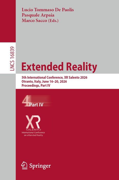 Text: "Extended Reality" und "5th International Conference, XR Salento 2026." Springer-Logo unten. Titel und Autoren oben.