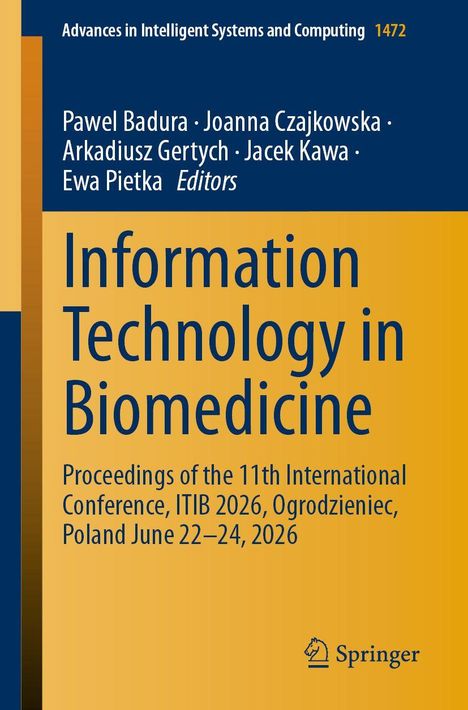 Titel: Information Technology in Biomedicine. Gelber Hintergrund mit blauem Text. Springer Logo unten rechts.
