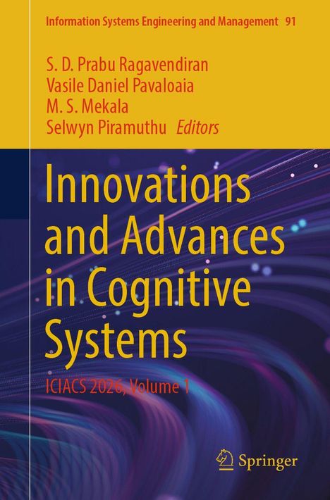 „Innovations and Advances in Cognitive Systems“ steht in Gelb auf violettem Hintergrund, darunter „ICIACS 2026, Volume 1“.