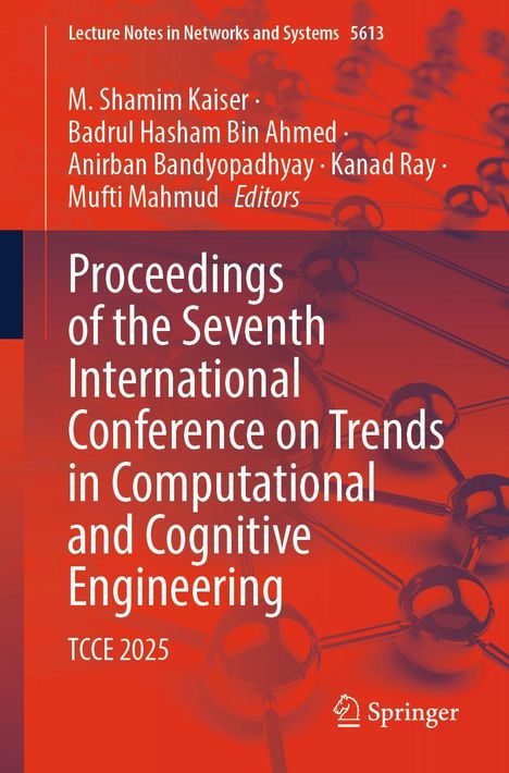Titel: Proceedings of the Seventh International Conference on Trends in Computational and Cognitive Engineering TCCE 2025. Hintergrund: Rote geometrische Muster.