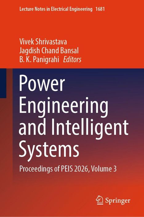 "Power Engineering and Intelligent Systems" in großen Buchstaben, orange-rotes Design, Springer-Logo unten rechts.