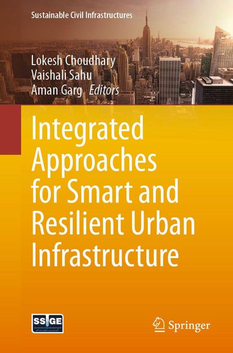Text: "Integrated Approaches for Smart and Resilient Urban Infrastructure". Silhouette einer Stadt im Hintergrund.