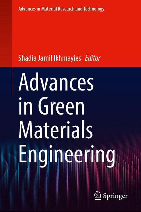 "Advances in Green Materials Engineering", Titel in großen Buchstaben. Abstrakte, bunte Linien im Hintergrund. Springer-Logo.