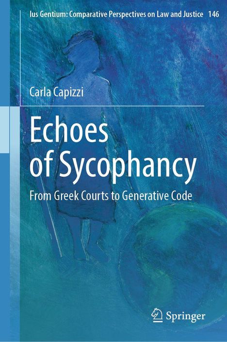 „Echoes of Sycophancy“, Carla Capizzi. Silhouette vor blau-grünem abstraktem Hintergrund. Springer-Logo.