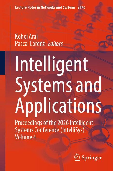 Text: "Intelligent Systems and Applications, Proceedings of the 2026 Conference, Volume 4", dunkelroter Hintergrund mit Molekülstruktur.