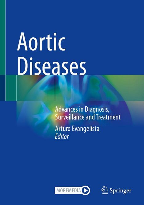 "Aortic Diseases. Advances in Diagnosis, Surveillance and Treatment. Arturo Evangelista, Editor." Logo unten.