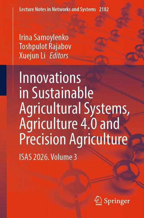Titel: "Innovations in Sustainable Agricultural Systems, Agriculture 4.0 and Precision Agriculture". Rotes Design.