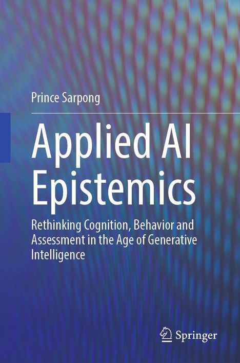 "Applied AI Epistemics" von Prince Sarpong. Abstrakter, wellenförmiger Hintergrund mit Springer-Logo unten.