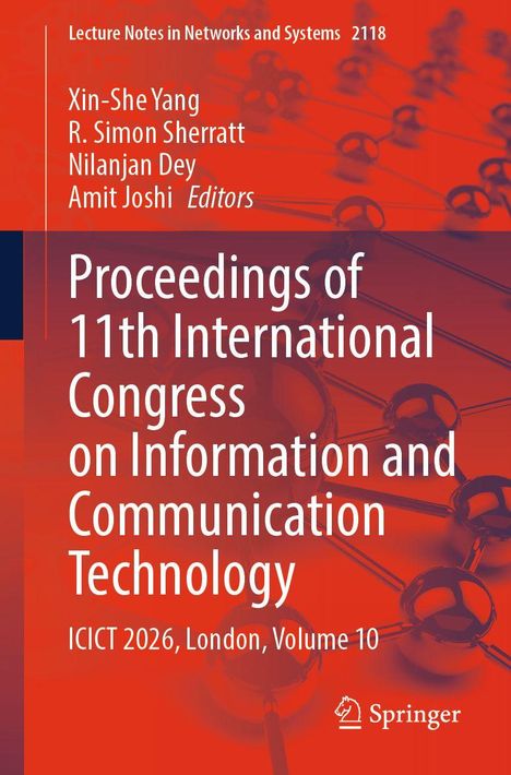 Titel: Proceedings of 11th International Congress on ICT. Hintergrund: Rote Grafik von verbundenen Kugeln.