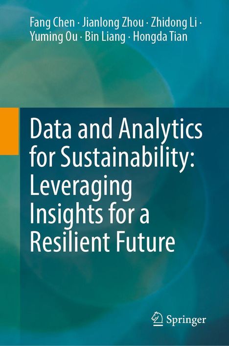 Buchtitel: "Data and Analytics for Sustainability: Leveraging Insights for a Resilient Future". Oben Autoren, Springer-Logo.