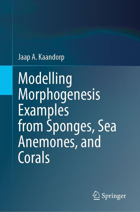 Buchcover: "Modelling Morphogenesis Examples from Sponges, Sea Anemones, and Corals" von Jaap A. Kaandorp. Blaues Design.