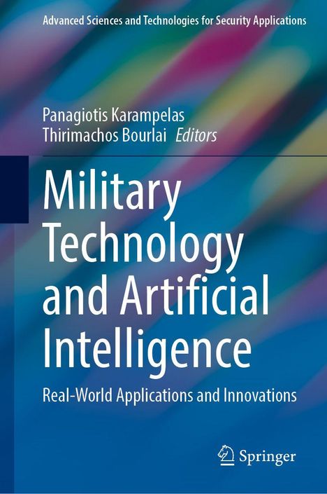 "Military Technology and Artificial Intelligence" auf abstrakten, bunten Hintergrund. Logo unten rechts: Springer.