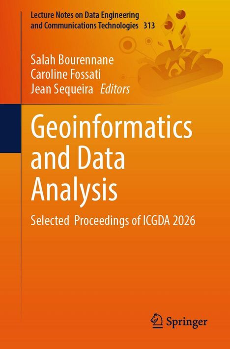 "Geoinformatics and Data Analysis" steht groß auf einem orangefarbenen Hintergrund, darunter "Springer" Logo.