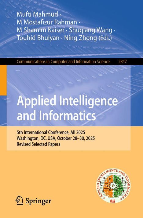 "Applied Intelligence and Informatics", Konferenzdetails unten. Springer-Logo mit Grafik, blaue und orange Farbschema.