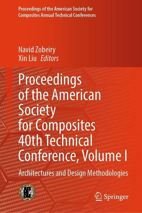 Proceedings of the American Society for Composites 40th Technical Conference, Volume I. Roter Hintergrund mit Logo.