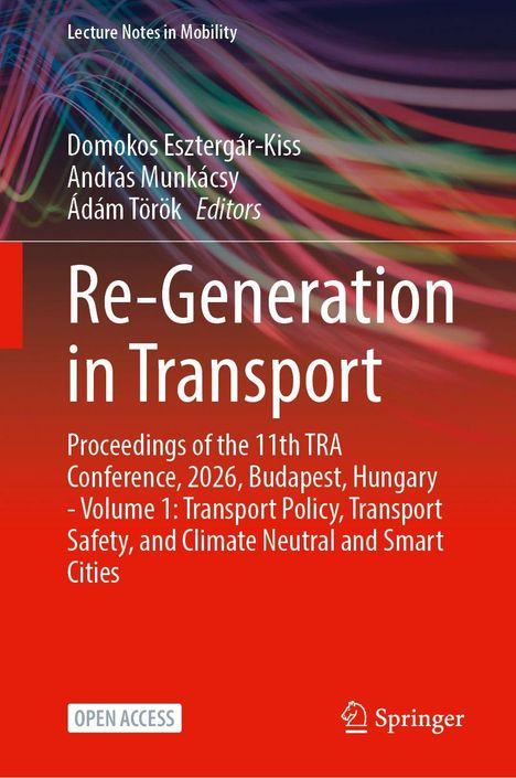 „Re-Generation in Transport“, wissenschaftlicher Tagungsband, buntes Linienmuster, Rot als Hauptfarbe, Springer-Logo.