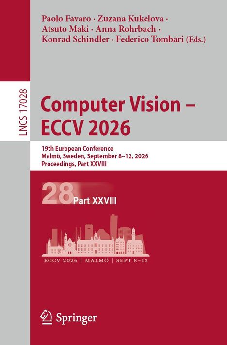 "Computer Vision – ECCV 2026, Malmö, Sweden, September 8–12." Illustration mit Skyline und Springer-Logo.