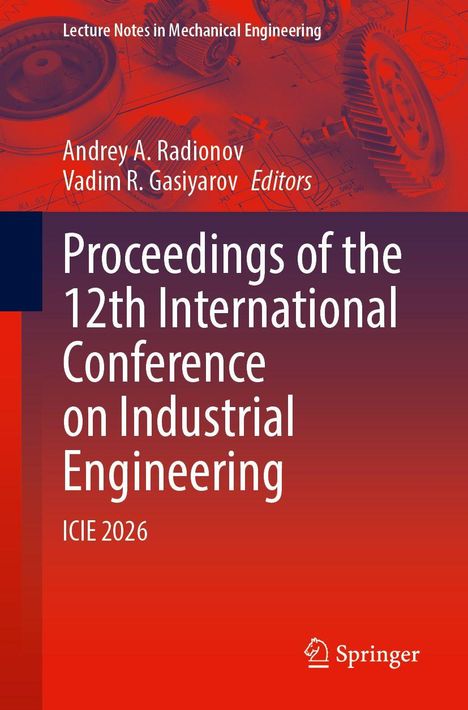 "Proceedings of the 12th International Conference on Industrial Engineering ICIE 2026." Rote Hintergrundillustration.