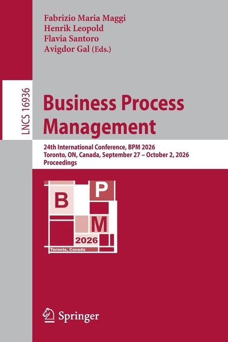 Titel: "Business Process Management". BPM 2026 Konferenz, Toronto. Logo: BPM 2026. Verleger: Springer.