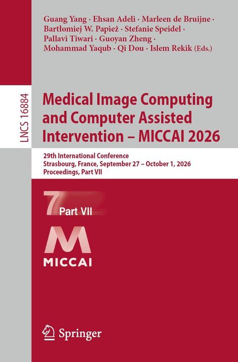 "Medical Image Computing and Computer Assisted Intervention – MICCAI 2026" steht in großen Buchstaben. Unten ist ein Logo.