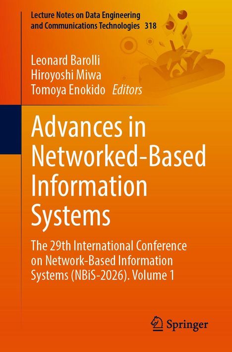 Text: "Advances in Networked-Based Information Systems". Orange Hintergrund, weiße Schrift, Springer-Logo unten.