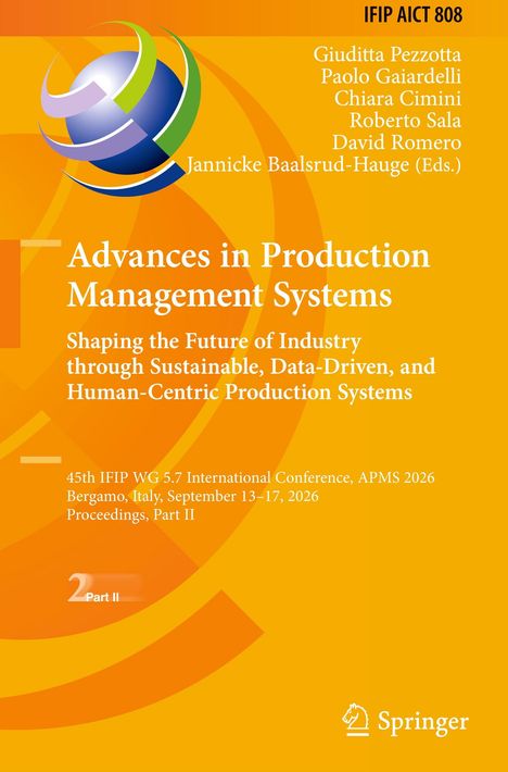 "Advances in Production Management Systems" Konferenzdetails und Herausgebernamen, orange Hintergrund. Logo oben links.