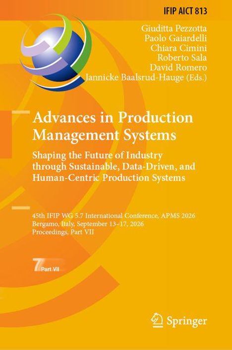 Titel: Advances in Production Management Systems. Konferenzdetails und Editorennamen. Gelber Hintergrund mit Logo oben.