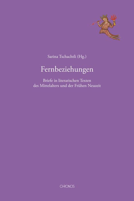 „Fernbeziehungen“ von Sarina Tschachtli (Hg.). Illustration: Engel mit Flamme. Hintergrund: Lila.