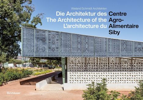 Die Architektur des Centre Agro-Alimentaire Siby. Gebäude mit dekorativer Fassade und umgebendem Garten.