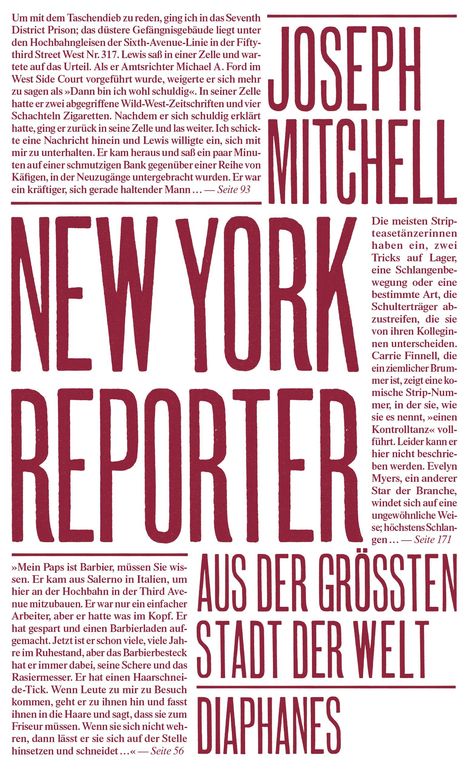 Joseph Mitchell: New York Reporter, Buch