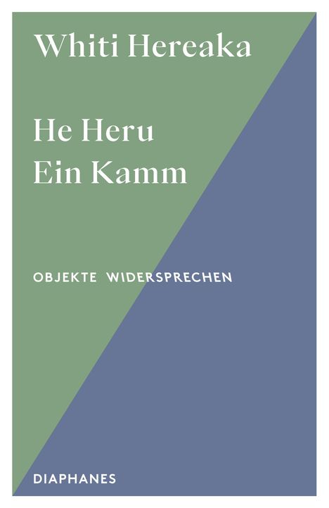 Whiti Hereaka, He Heru Ein Kamm; OBJEKTE WIDERSPRECHEN; DIAPHANES. Geometrisches Design in Grün und Blau.