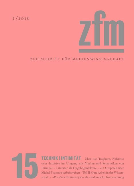 Zeitschrift für Medienwissenschaft 15, Buch