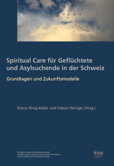 "Spiritual Care für Geflüchtete und Asylsuchende in der Schweiz", Herausgeber: Simon Peng-Keller, Fabian Winiger. Oben: Wolken und Vögel.