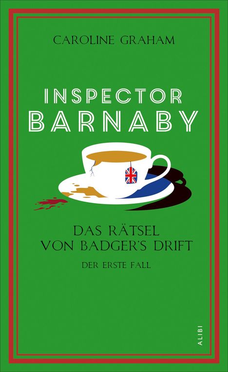Titel: Inspector Barnaby. Ein Teetasse-Logo mit britischer Flagge und Tee auf grünem Hintergrund.
