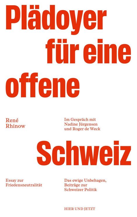 René Rhinow: Plädoyer für eine offene Schweiz, Buch
