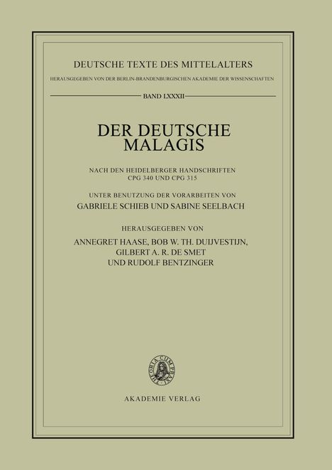 Der deutsche Malagis nach den Heidelberger Handschriften Cpg 340 und 315, Buch