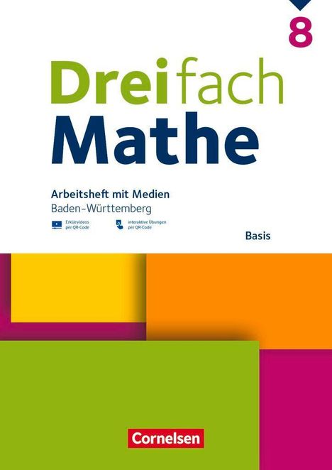 Dreifach Mathe 8. Schuljahr - Baden-Württemberg - Basis - Arbeitsheft mit Medien und Lösungen, Buch