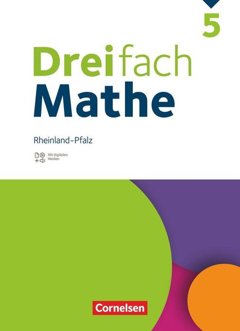 „Dreifach Mathe 5, Rheinland-Pfalz“. Bunte Kreise, Logo „Cornelsen“ unten.