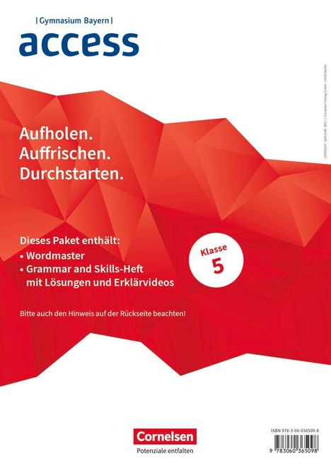 Access 5. Jahrgangsstufe. Bayern - Wordmaster und Grammar and Skills (Im Paket), Buch