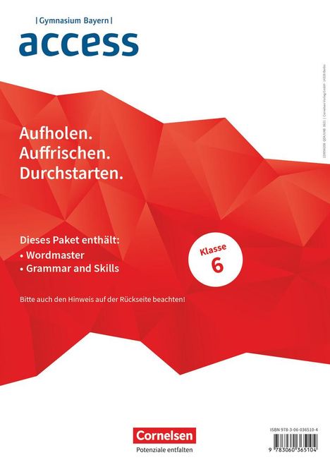 Access 6. Jahrgangsstufe. Bayern - Wordmaster und Grammar and Skills (Im Paket), Buch