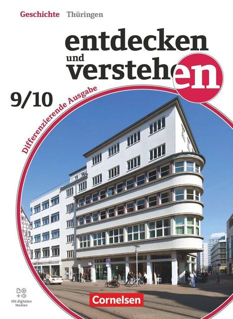 „entdecken und verstehen 9/10“, „Geschichte Thüringen“. Ein großes, weißes, abgerundetes Gebäude an einer Straßenecke.