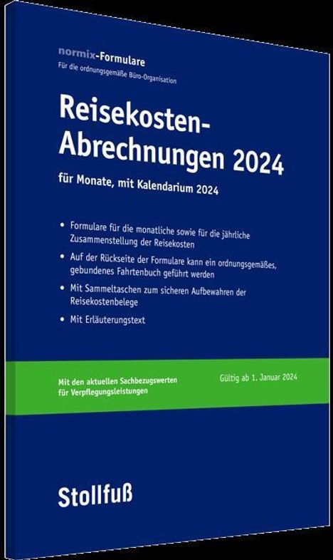 Reisekosten-Abrechnung 2024 mit Kalendarium, Buch