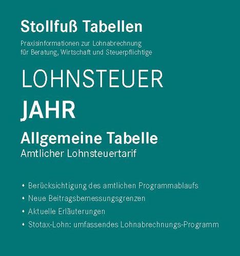 Tabelle, Lohnsteuer 2025 Jahr, Buch