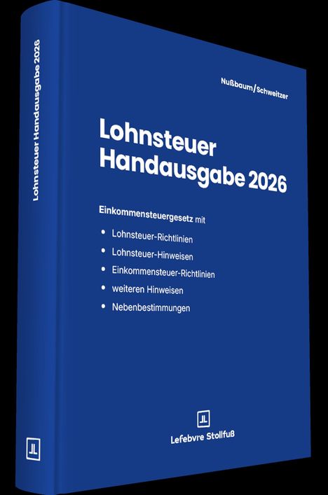 **Lohnsteuer Handausgabe 2026**: Enthält Einkommensteuergesetz, Richtlinien, Hinweise. Blauer Einband.