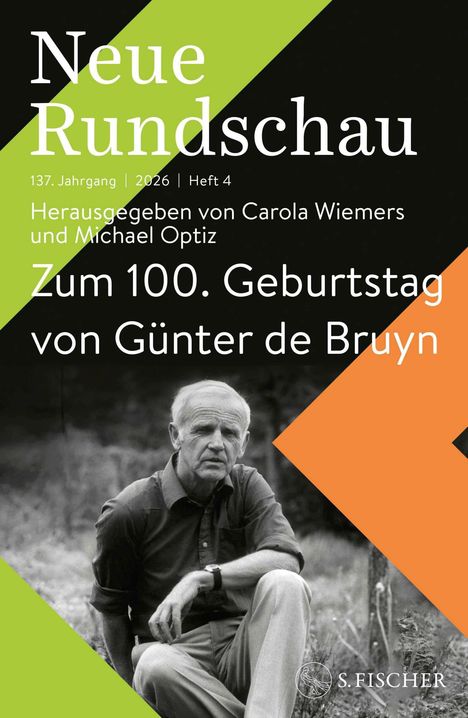 Text: "Neue Rundschau, Zum 100. Geburtstag von Günter de Bruyn." Unteres Bild zeigt einen älteren Mann im Freien.