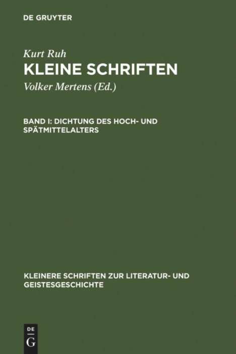Kurt Ruh: Dichtung des Hoch- und Spätmittelalters, Buch