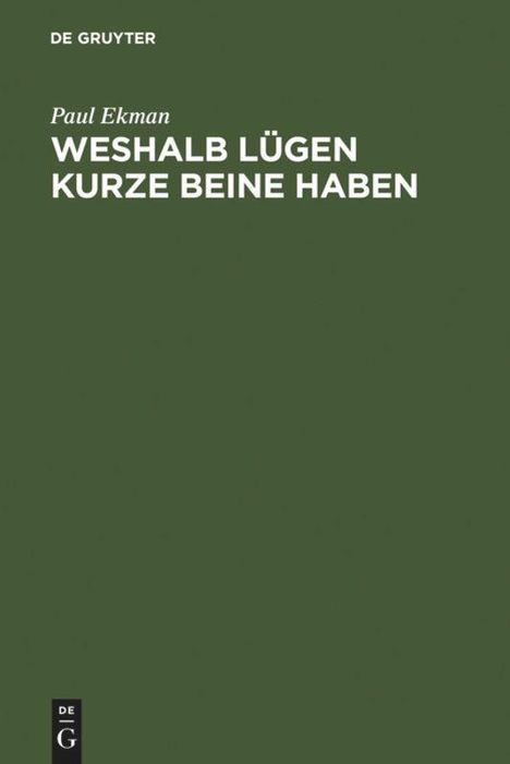 Paul Ekman: Weshalb Lügen kurze Beine haben, Buch